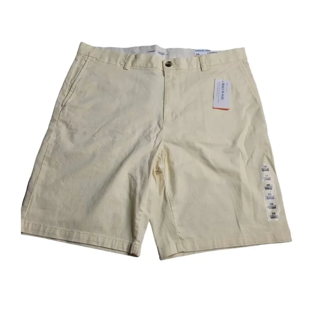 3390 NWT Old Navy Ultimate Slim Built In Flex Men's Shorts 38 New Pale Yellow